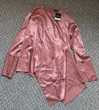 NWT Womens Topshop Blouse, Size 10, Pink, Satin Feel, Long Sleeve (18)