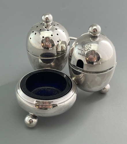 Victorian crested silver cruet - victorian,