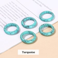 Natural Crystal Gemstone 6mm Finger Ring Chalcedony Circle Round Ring Men Women
