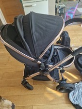 Egg 2 Rose Gold Pram Stroller Bundle Including Dual Baby Carry Additions. USED