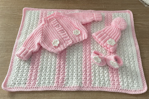 Newborn pink white - &, striped