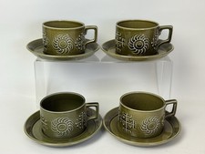 Portmeirion Totem Green x 4 Tea Cups & Saucers