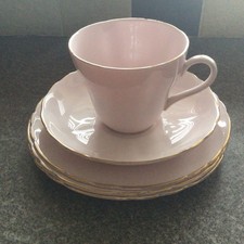 Vintage ROYAL TUSCAN FINE BONE CHINA CUP & SAUCER & 3 small plates 
