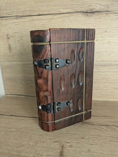 Vintage wooden book shaped box - wooden,