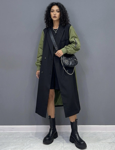 Ladies green black jacket - green,