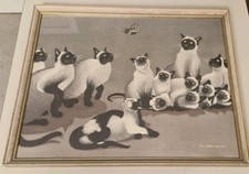 Foussa Itaya 'The Intruder' Framed Vintage Print - Siamese Cats - Paris 1959