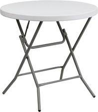 Flash Furniture Elon 2.63-Foot Round Granite White Plastic Folding Table White