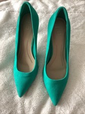 Marks And Spencer Jade Green Suede High Heels New