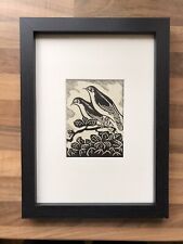 ‘Nightingale’- Framed Woodcut Bird By Raphael Nelson, dated 1940s