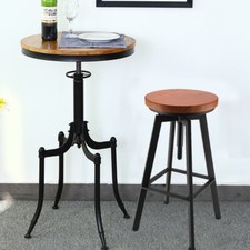Vintage Bar Stool Metal Wooden Industrial Retro Seat Kitchen Pub Counter Home