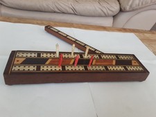 Victorian Inlayed Mahogany Cribbage Board with pegsCirca Card Games 1860 Antique
