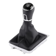 Black 6 Speed Gear Shift Knob + Gaiter Frame for VW PASSAT B7 11-14 Chrome 