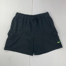 NIKE Shorts XL Black Mens Elastic Waist Cargo Pockets Sweatpant Zig Zag Logo