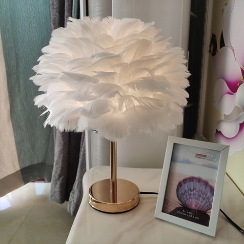 White feather table lamp gold - feather,