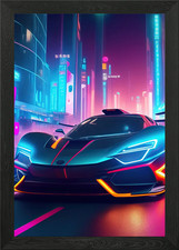 Asian Neon City Sports Car