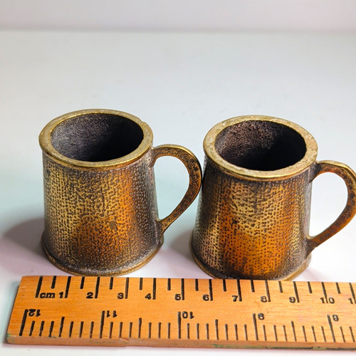 Pair brass tankards - pair,