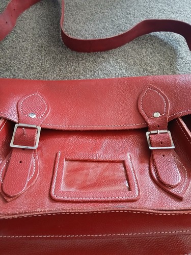 Striking red leather satchel - red,