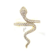 9ct Gold Snake Ring  Size M White Zirconia Hallmarked 30.2mm High 2.6g