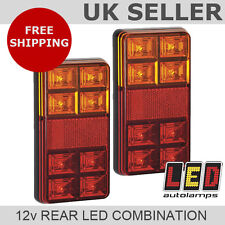 Pair of 12v Rectangle Rear LED Trailer Lights *3 YEAR WNTY* Stop/Tail/Indicator 