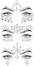 Music Festival Face Jewels, 3 Sets Mermaid Jewels Stick On, Rhinestone... 