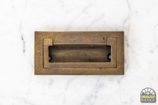 Brass Recessed Mount Campaign Handle, Drawer Pull, 3.25"W x 1.75"H