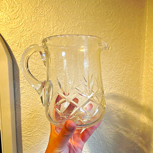 Clear cut glass pitcher jug - cut,