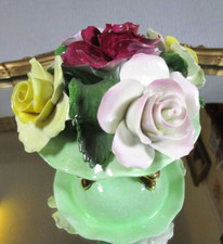 Lovely Vintage Denton Bone China Hand Made Rose Posy / Bowl Of Roses On 3 Feet