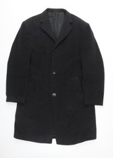 Pierre Cardin Men's Black Wool Overcoat, 38 in, Formal