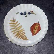 VINTAGE ROYAL WORCESTER PORCELAIN PIE DISH WILD HARVEST GILDED RIM 22CM VGc