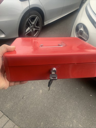 Metal cash box with keys - box,