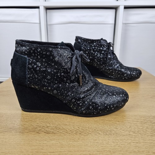 Toms black wedge - black, size