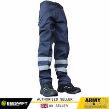 Mens Hi Viz Work Trouser with Ballistic Nylon Patch Pro Trade Refuse Tuff Pants