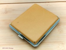 Beige Leather effect Vintage Cigarette Case-Tobacciana-A
