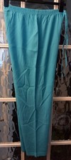 Casual Comfort Ladies Crinkle Trousers Turquoise Blue Size 14 - NEW