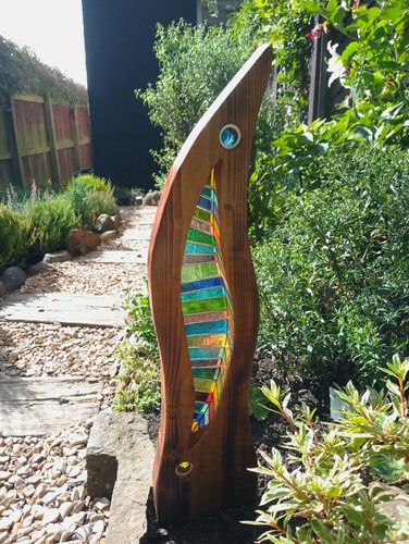 Stained glass garden sculpture - glass,