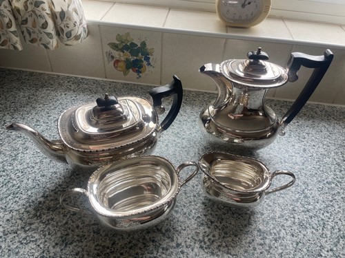 Vintage silver tea set - silver,
