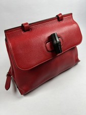 Gucci Red Leather Bamboo Daily
