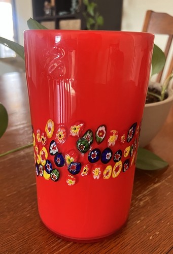 Millefiori red floral glass - millefiori,