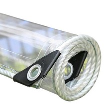 Reinforced Clear Tarpaulin, 3m x 3m PVC Tarp Sheet Cover with Eyelets,...