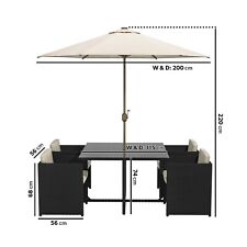 GRADE A1 - 4 Black Rattan Cube Garden Dining Chairs - Fortrose A1/FTR006-FO-B