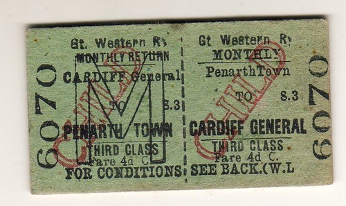 Railway ticket gwr penarth - ticket,