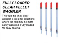 Premier Fully Loaded Crystal Clear Pellet Waggler Float. No shot weights needed.