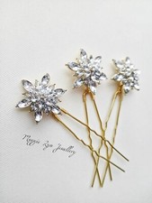 Snowflake hairpins set of three, snowflake hair clips, christmas hair clips, uk