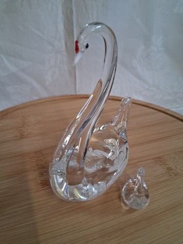 Crystal glass swans vintage - crystal,