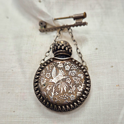 Vintage silver ornate perfume - silver,