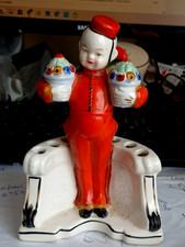 porcelain bell boy hat pin / flower holder german mid century