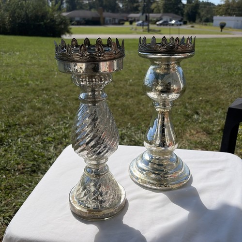Mercury glass candle holders - mercury,