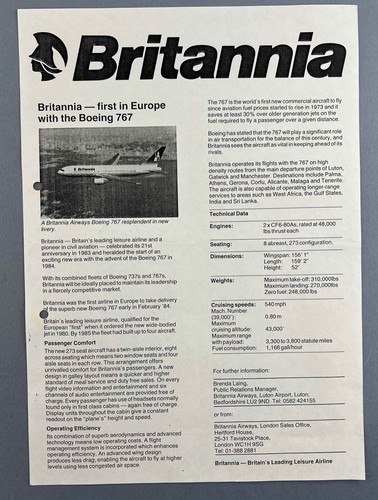 Britannia airways boeing - boeing, 767