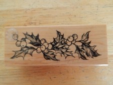 PSX HOLLY BORDER Wood Mounted Rubber Stamp G-1957