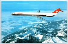 Postcard Plane Swiss Air McDonnell Douglas MD 81 Airline